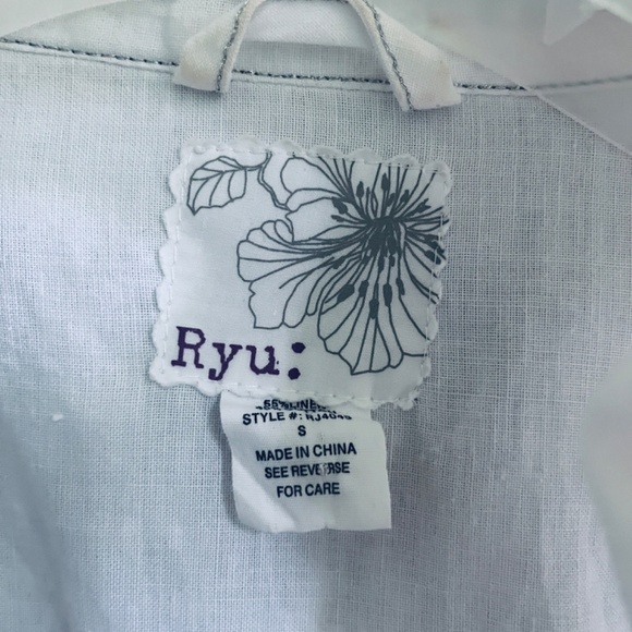 Rare Anthropologie Ryu Linen & Cotton Gathered Collar White Short Jacket Size S - Picture 3 of 14